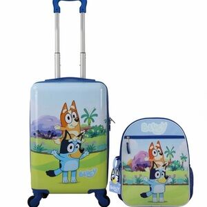 Bluey Kids Luggage Set NEW Open Carry Box Carry-On Spinner + Backpack Travel Set
